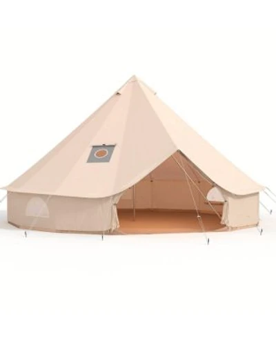Maxsa Canvas Bell Tent With Stove Jack 4 Season Glamping Yurt Tent With Pvc Floor Mesh Windows Roof Vent Family Camping Tent