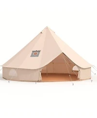 Maxsa Canvas Bell Tent With Stove Jack 4 Season Glamping Yurt Tent With Pvc Floor Mesh Windows Roof Vent Family Camping Tent