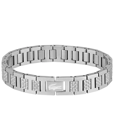 Lacoste Men's Metropole Silver-Tone Stainless Steel with Crystal Bracelet