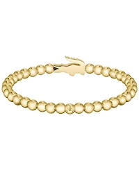 Lacoste Men's Matchpoint Gold-Tone Stainless Steel with Green Enamel Crocodile Beaded Bracelet