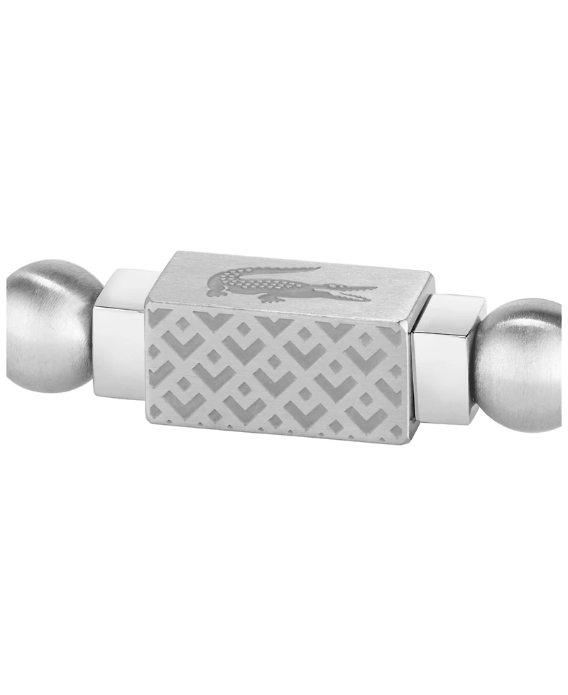 Lacoste Men's Matchpoint Silver-Tone Stainless Steel Beaded Bracelet