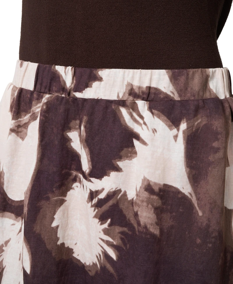 Cable & Gauge Women's Floral Pull-On Midi Skirt