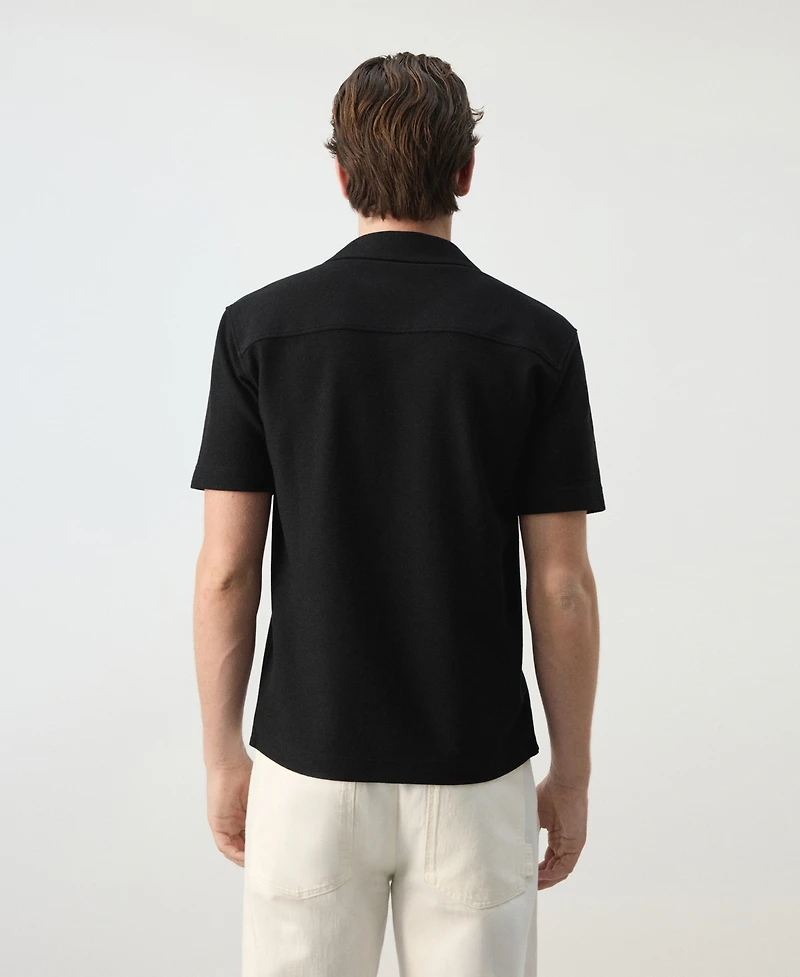 Mango Men's Short-Sleeve Textured Cotton-Blend Shirt