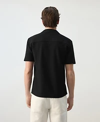 Mango Men's Short-Sleeve Textured Cotton-Blend Shirt