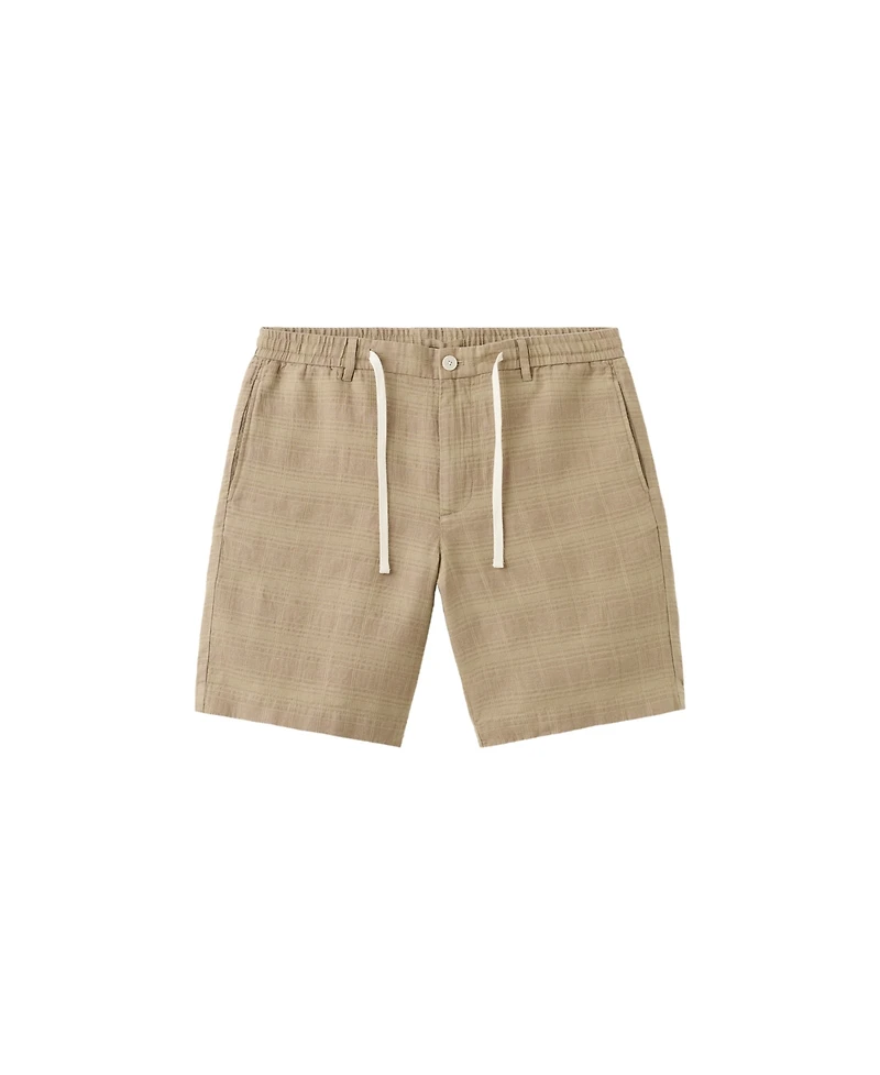 Mango Men's Check Linen-Blend Straight-Fit Bermuda Shorts, 8.54" Inseam