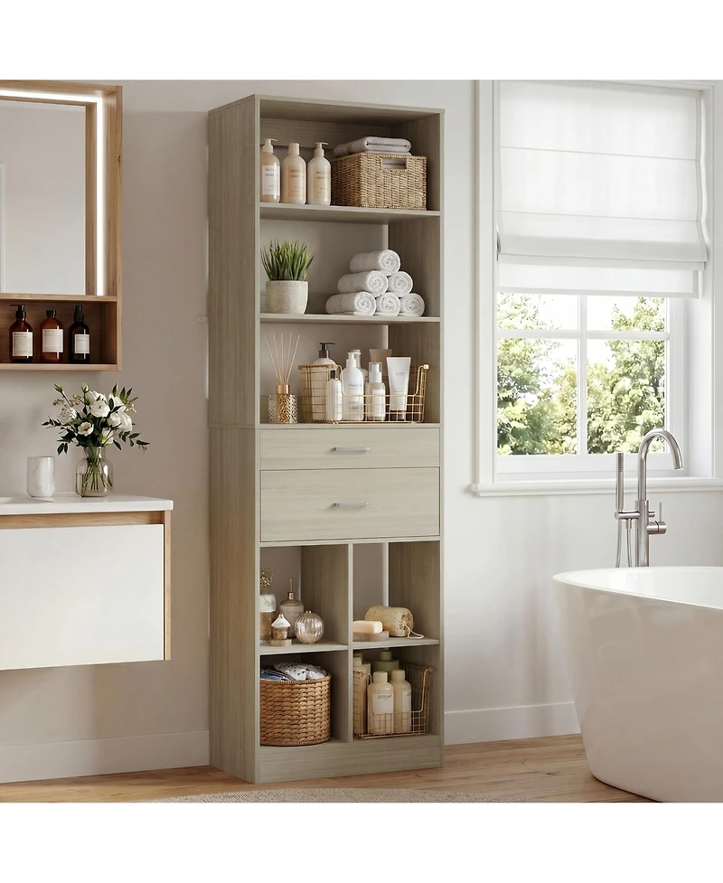 Aheaplus Small Wood Closet Organizer with Drawers and Storage Cubic for Bedroom