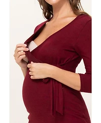 Hello Miz Women's Nursing Wrap V Neck 3/4 Sleeve Top