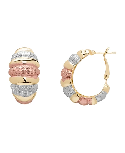 Macy's Tri-Color Graduated Omegaback Hoop Earrings