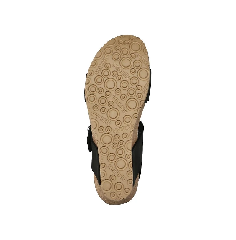 Mephisto Women's Lissandra Black Sandalbuck Platform Wedge Sandal