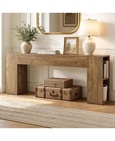 Tribesigns Extra Long Console Table, 79-Inch Entryway Table with 2 Drawers and Side Storage Shelves, Farmhouse Behind Couch Table