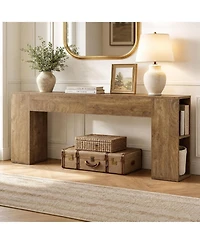 Tribesigns Extra Long Console Table, 79-Inch Entryway Table with 2 Drawers and Side Storage Shelves, Farmhouse Behind Couch Table