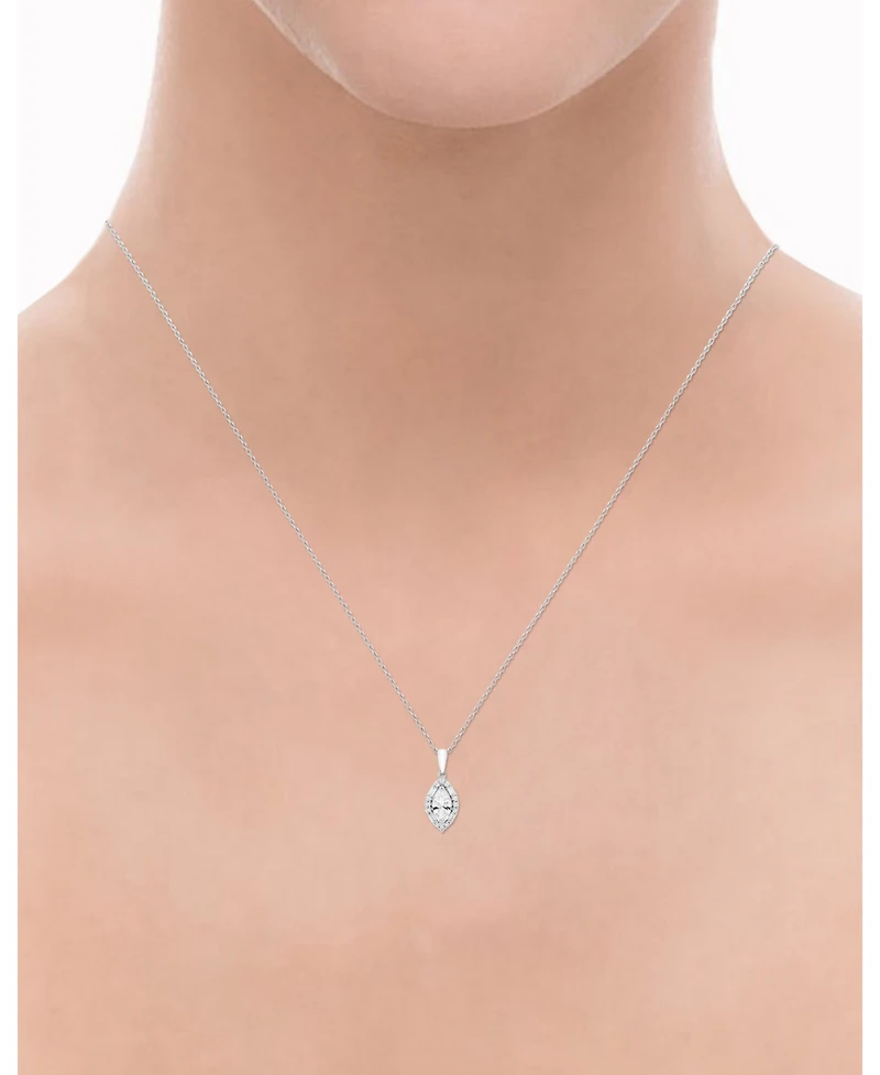 Macy's Certified Lab-Grown Diamond Halo Pendant Necklace (1 ct. t.w.) in 14k White Gold
