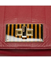 Pre-Owned Fendi Women's Large Claudia Pequin Embossed Leather Shoulder Bag