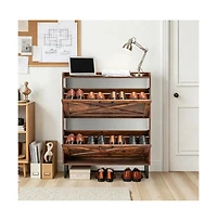Slickblue 2 Drawer Shoe Storage Cabinet with Two Storage Layers per Drawer
