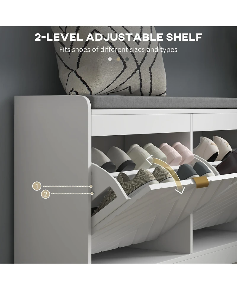 Slickblue Storage Bench with Cushioned Linen-Feel Seat for Entryway and Bedroom