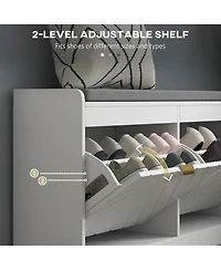 Slickblue Storage Bench with Cushioned Linen-Feel Seat for Entryway and Bedroom