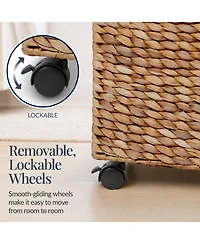 Best Choice Products Medium Laundry Hamper Rolling Wheels, Woven Hyacinth Basket Liner, 24 Gal