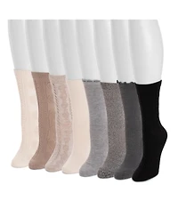Muk Luks Women's 8 pair Pack Whisper Soft Crew Socks