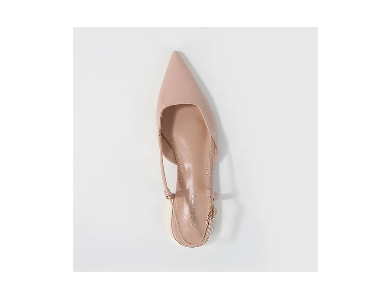 Berness Cass Patent Slingback Flats with Gold-Tone Heel