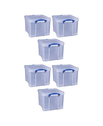 Really Useful Box 32 Liter Storage Container w/Snap Lock Handles, 6 Pack, Clear
