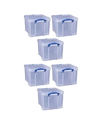 Really Useful Box 32 Liter Storage Container w/Snap Lock Handles, 6 Pack, Clear