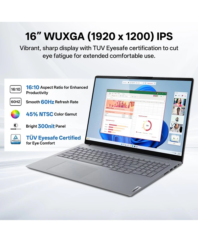 Lenovo ThinkBook 16 16" Fhd+ Business Laptop, Intel Core Ultra 9 185H, Intel Graphics, 16GB DDR5, 512GB Ssd, Wi-Fi 6, Win11 Pro, Grey