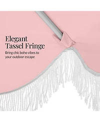 Best Choice Products 7.5ft Fringe Market Umbrella - Boho Patio Sunshade with Tilt, UPF50