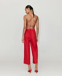 Mango Women's Cross-Back Linen Blend Playsuit