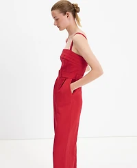 Mango Women's Belt Linen Jumpsuit
