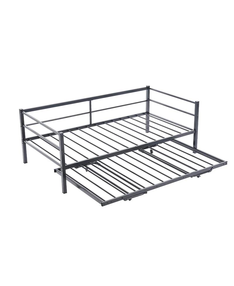 Slickblue Twin Convertible Metal Daybed with Pull-Out Trundle Bed