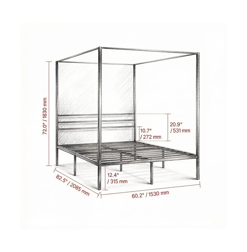 Slickblue Metal Canopy Bed Frame for Bedroom Decor