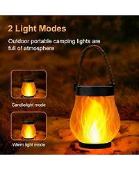 Cushry Solar Lantern Outdoor Lights Large Waterproof Flickering Flame Solar Lantern for Yard Garden Patio Hanging Tabletop Decor ( Pieces