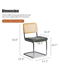 Flynama Set of 2 Faux Leather Rattan Cantilever Dining Chairs, Chrome Tubular Steel Breuer Frame Stackable Side Chairs