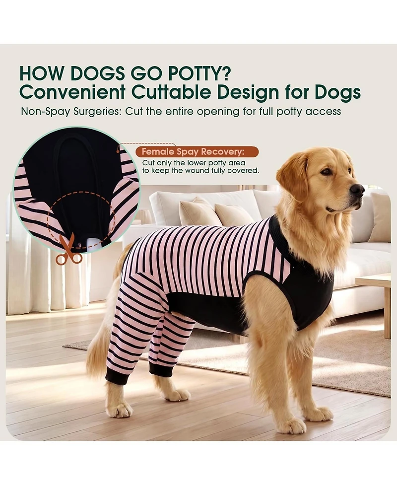 Soft Recovery Onesie Surgical Suit with Rear Leg Sleeves and Abdominal Coverage for Dogs