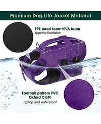 High-Flotation Ripstop Oxford Adjustable Dog Life Vest with Rescue Handle