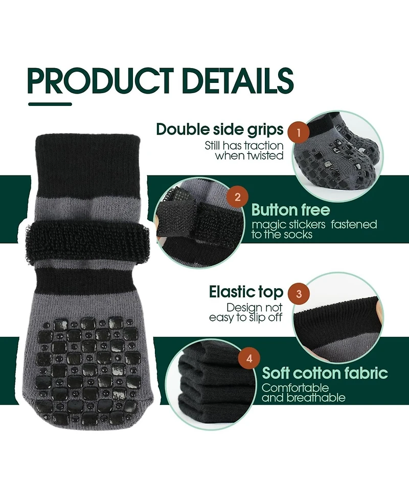 Double-Sided Grip Protective Dog Socks with Adjustable Straps for All Floors
