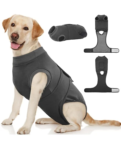 Cotton-Blend Post-Surgery Recovery Bodysuit Onesie for Dogs, E-Collar Alternative