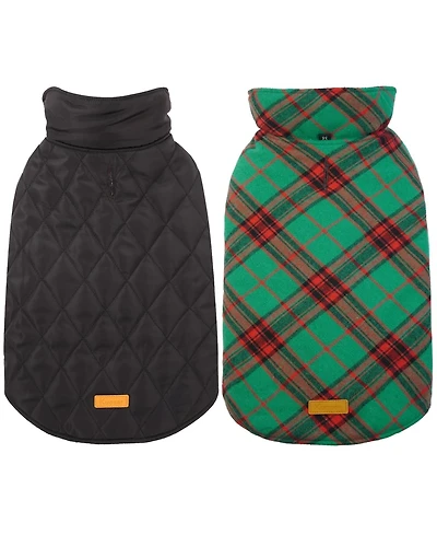 Reversible Waterproof Fleece-Lined Dog Jacket with Leash Access | Cold Weather Coat for Medium Dogs
