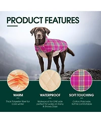 Reversible Waterproof Fleece-Lined Dog Jacket with Leash Access | Cold Weather Coat