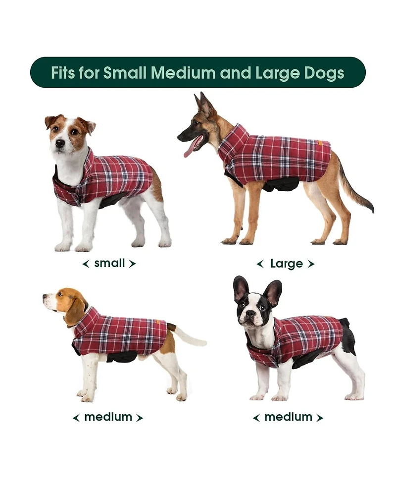 Reversible Waterproof Fleece-Lined Dog Jacket with Leash Access for Cold Weather