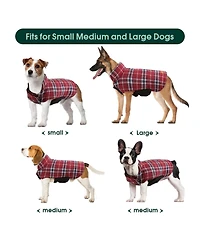 Reversible Waterproof Fleece-Lined Dog Jacket with Leash Access for Cold Weather