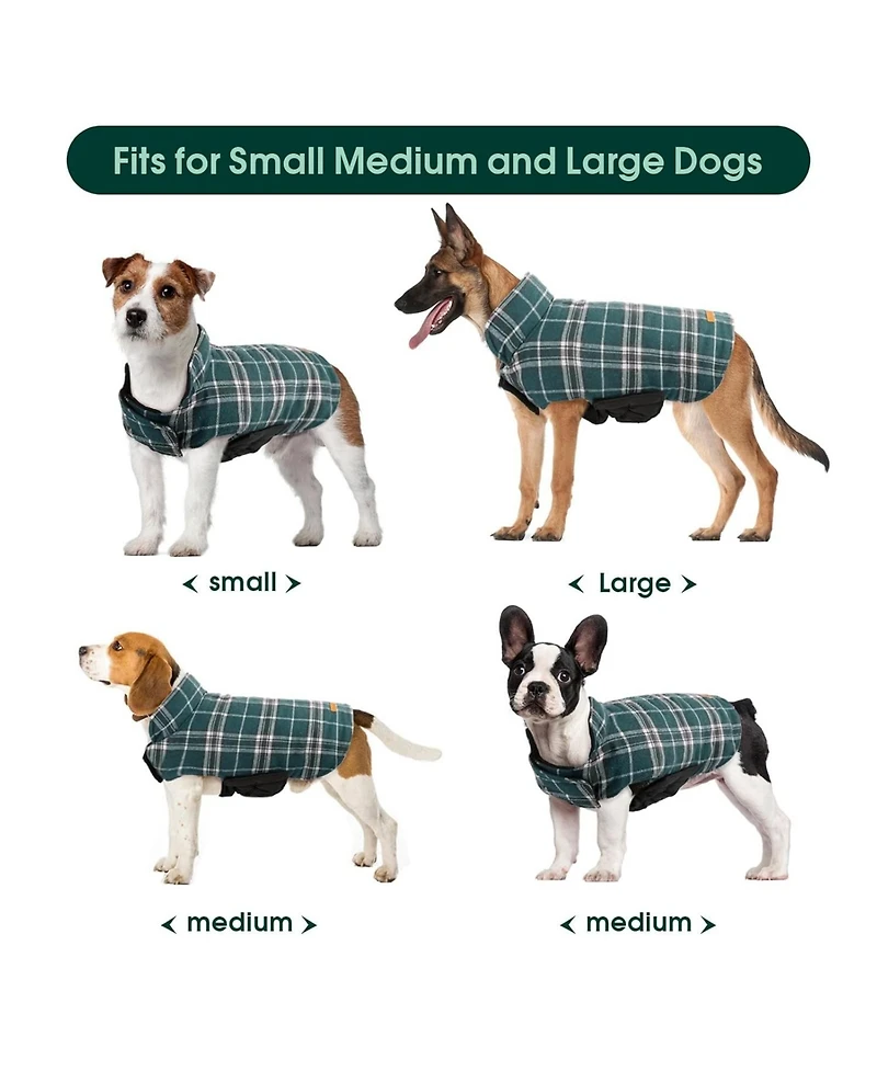 Reversible Waterproof Fleece-Lined Dog Jacket with Leash Access | Cold Weather Coat for Medium Dogs