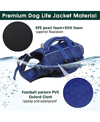 High-Flotation Ripstop Reflective Safety Life Vest for Dogs with Rescue Handle