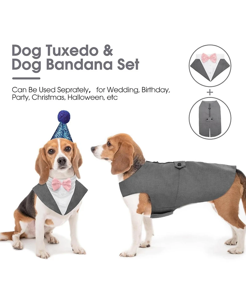 Formal Tuxedo and Bandana Two-Piece Set for Dogs