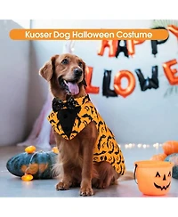Formal Tuxedo and Seasonal Bandana Two-Piece Dog Costume Set with D-Ring and Detachable Bowtie