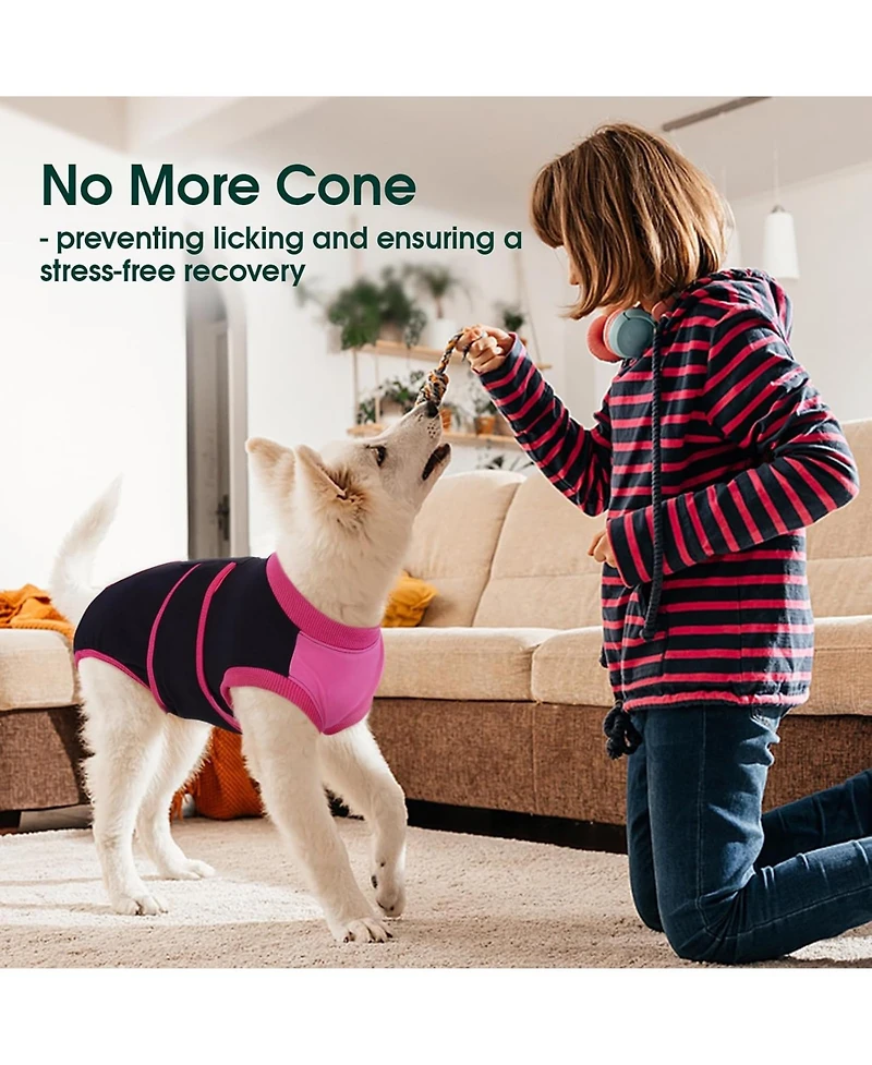 Cotton-Spandex Post-Surgery Recovery Bodysuit Onesie for Dogs
