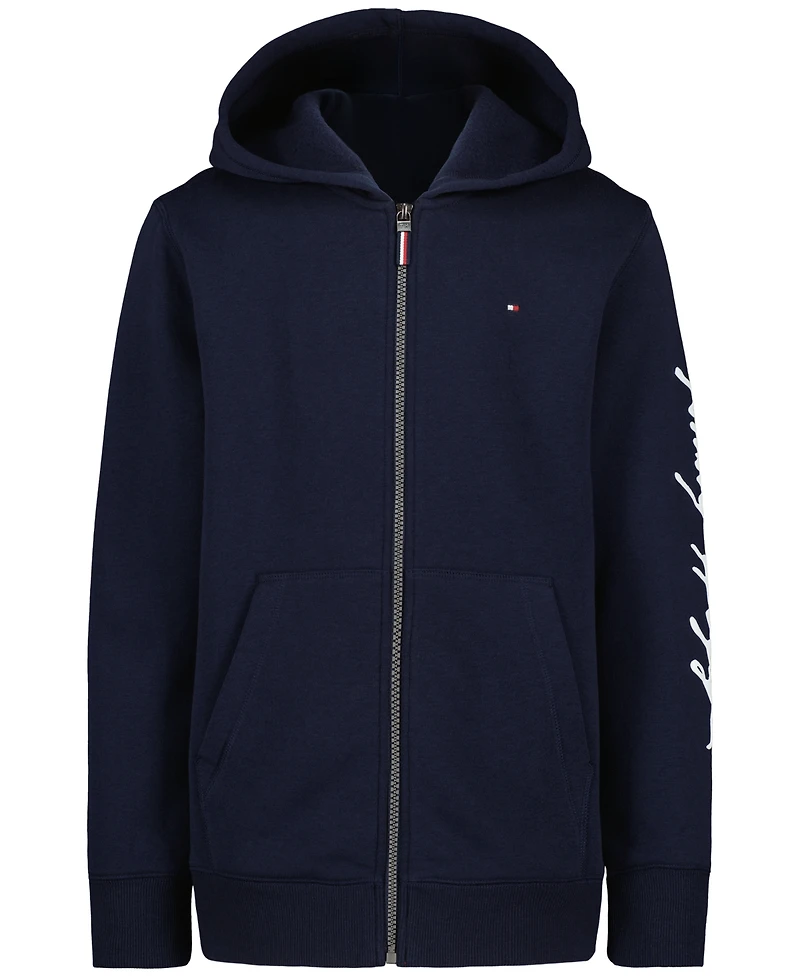 Tommy Hilfiger Boys' 8-20 Signature Full Zip Kangaroo-Pocket Cotton-Polyester Blend Hoodie