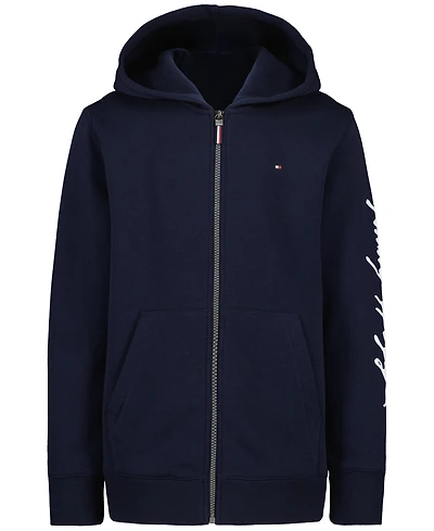 Tommy Hilfiger Boys' 8-20 Signature Full Zip Kangaroo-Pocket Cotton-Polyester Blend Hoodie