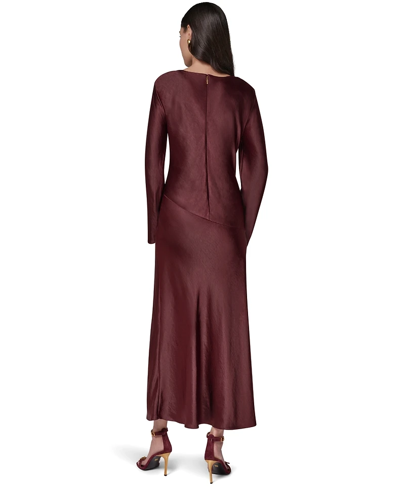 Donna Karan New York Women's Satin Cowl Neck A-Line Dress