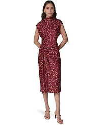 Donna Karan New York Women's Cowl Neck Burnout Midi Dress